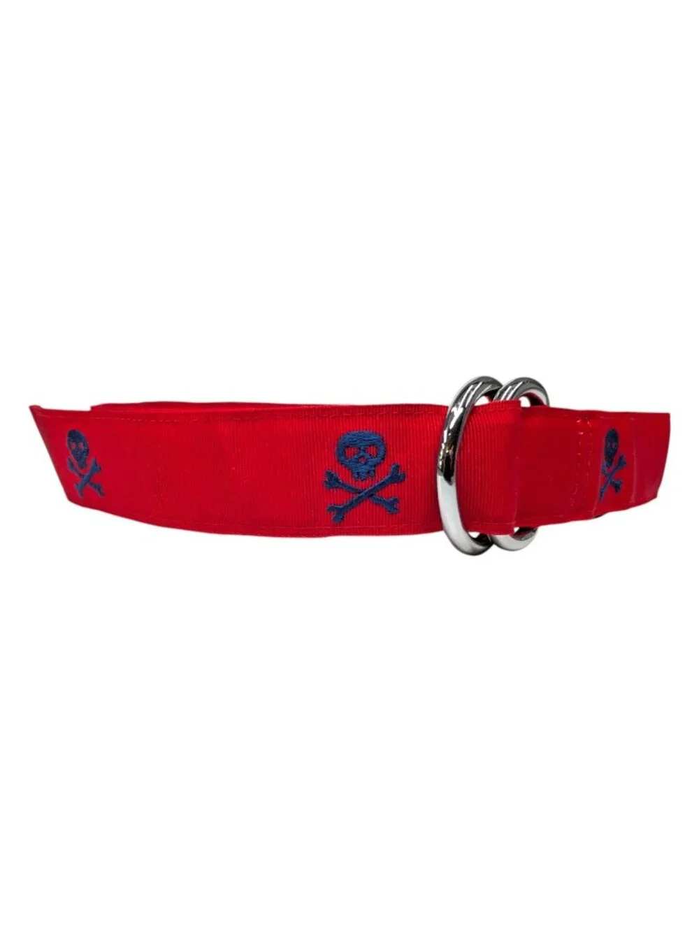 Vineyard Vines Skull Crossbones D Ring Belt Boys Jetty Red Blue Size L